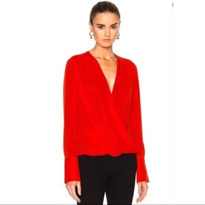 Rag & Bone Draped Wrap Silk Long Sleeve Blouse